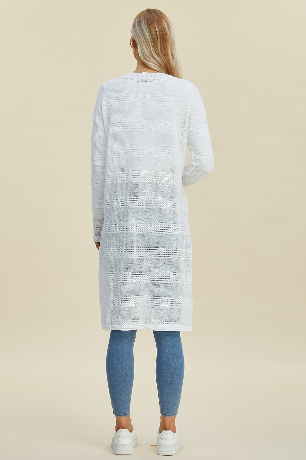 Double Take Full Size Open Front Longline Cardigan - Loulou Boutique