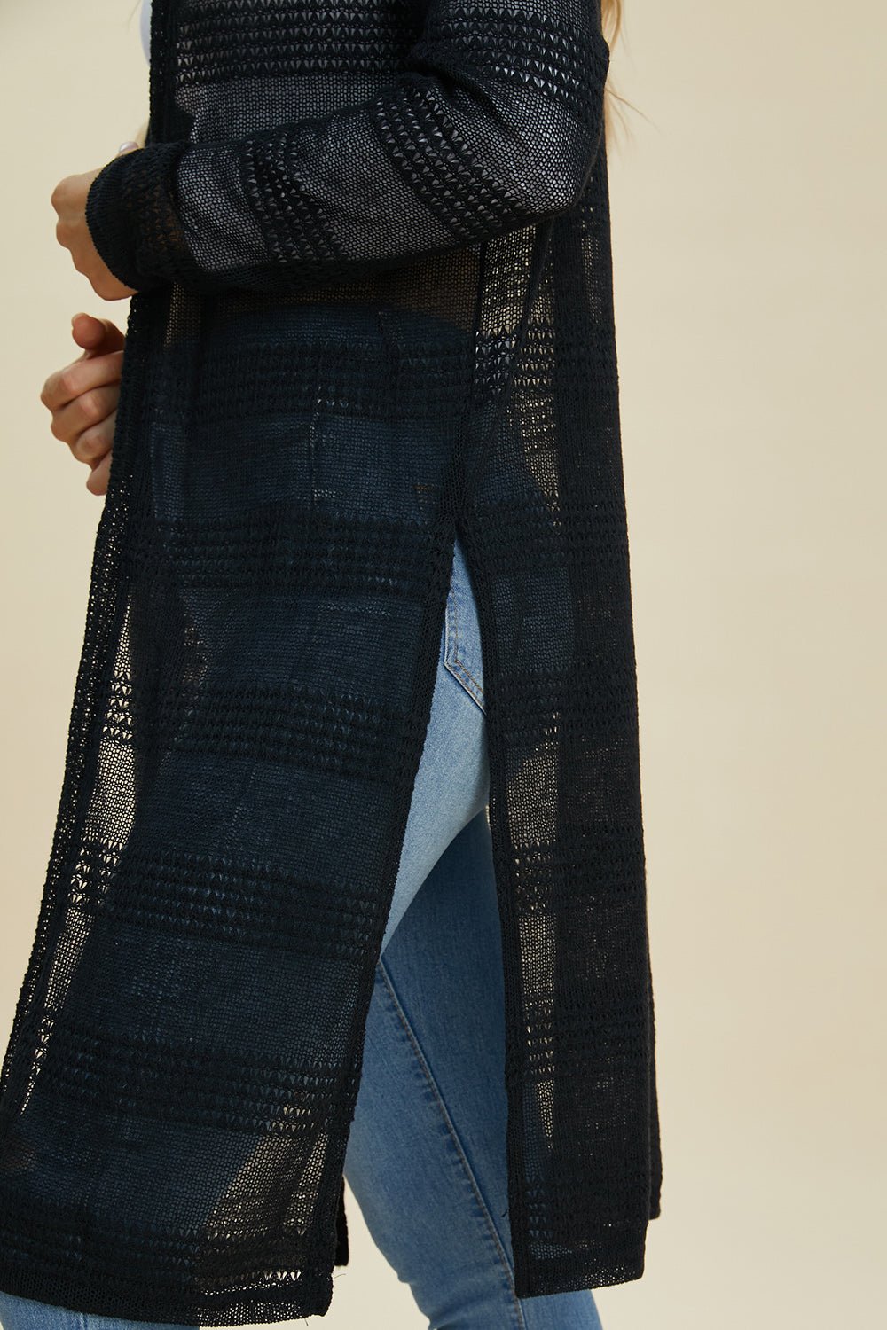 Double Take Full Size Open Front Longline Cardigan - Loulou Boutique