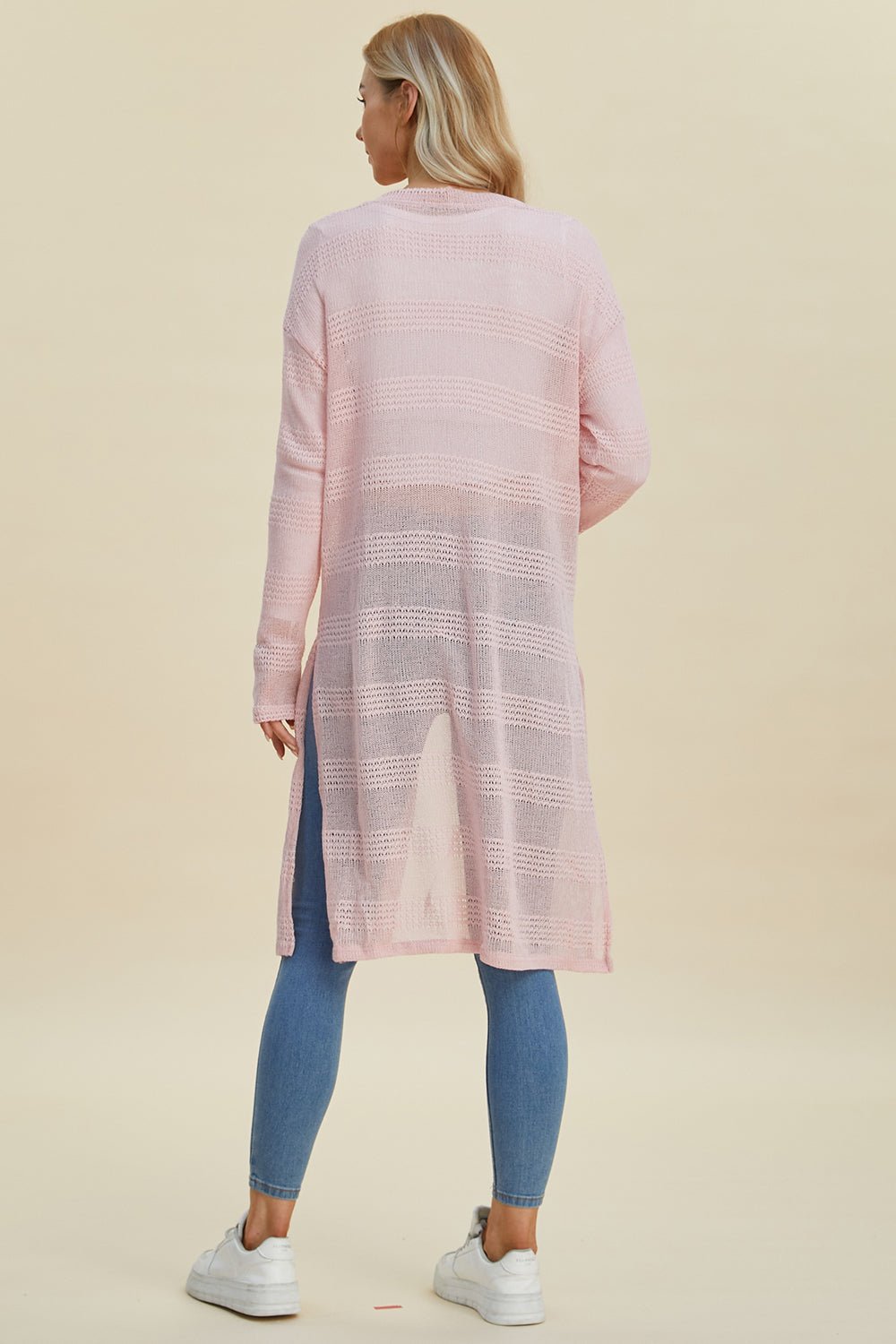 Double Take Full Size Open Front Longline Cardigan - Loulou Boutique