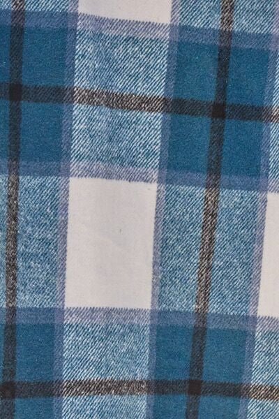 Double Take Full Size Plaid Button Up Lapel Collar Coat - Loulou Boutique