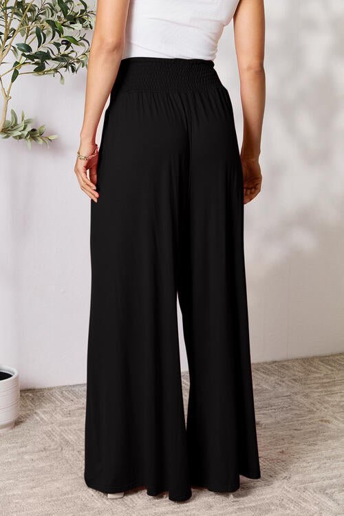 Double Take Full Size Smocked Wide Waistband Wide Leg Pants - Loulou Boutique