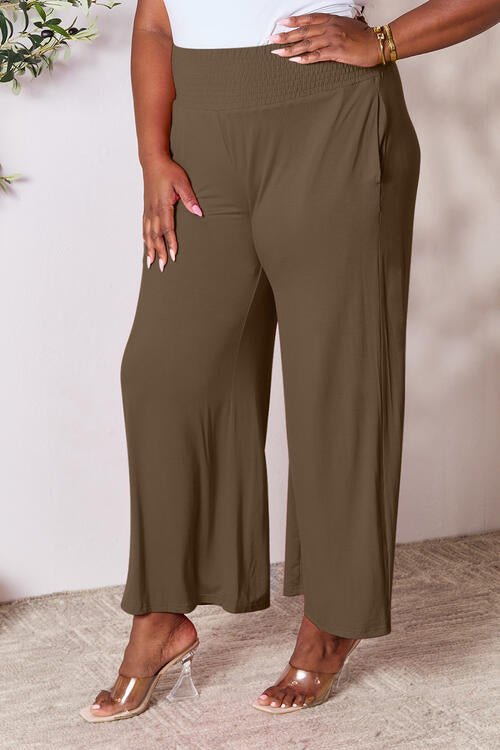 Double Take Full Size Smocked Wide Waistband Wide Leg Pants - Loulou Boutique