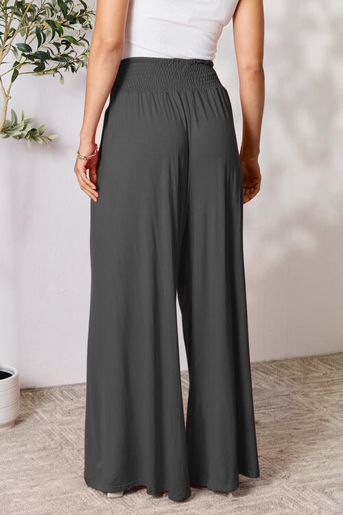 Double Take Full Size Smocked Wide Waistband Wide Leg Pants - Loulou Boutique