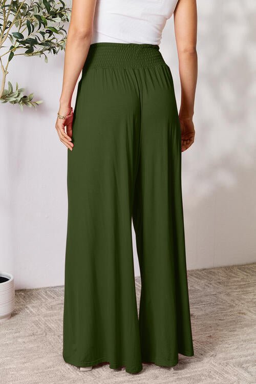 Double Take Full Size Smocked Wide Waistband Wide Leg Pants - Loulou Boutique