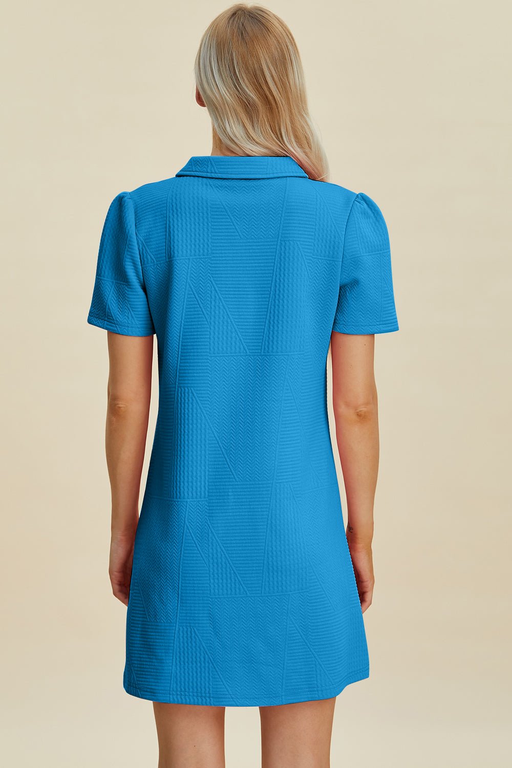 Double Take Full Size Texture Short Sleeve Dress - Loulou Boutique