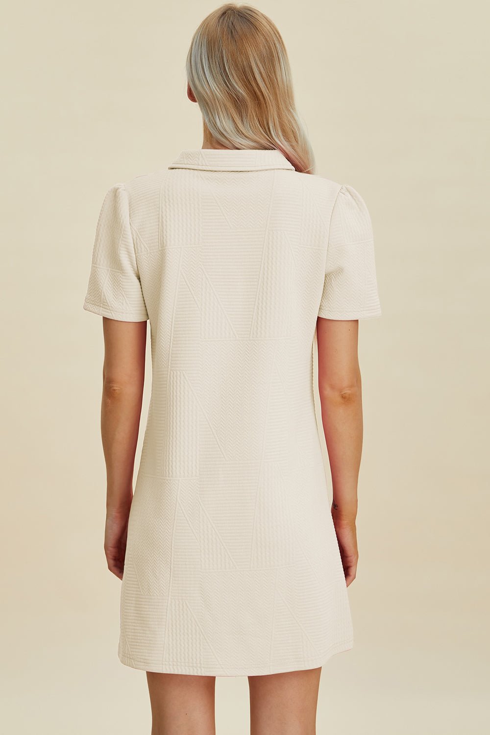 Double Take Full Size Texture Short Sleeve Dress - Loulou Boutique
