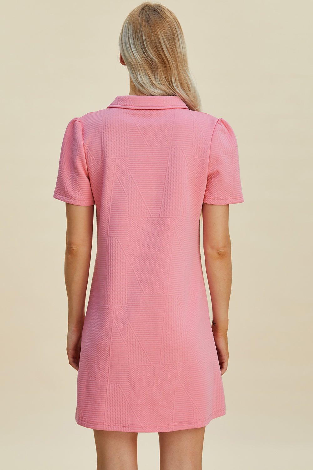 Double Take Full Size Texture Short Sleeve Dress - Loulou Boutique