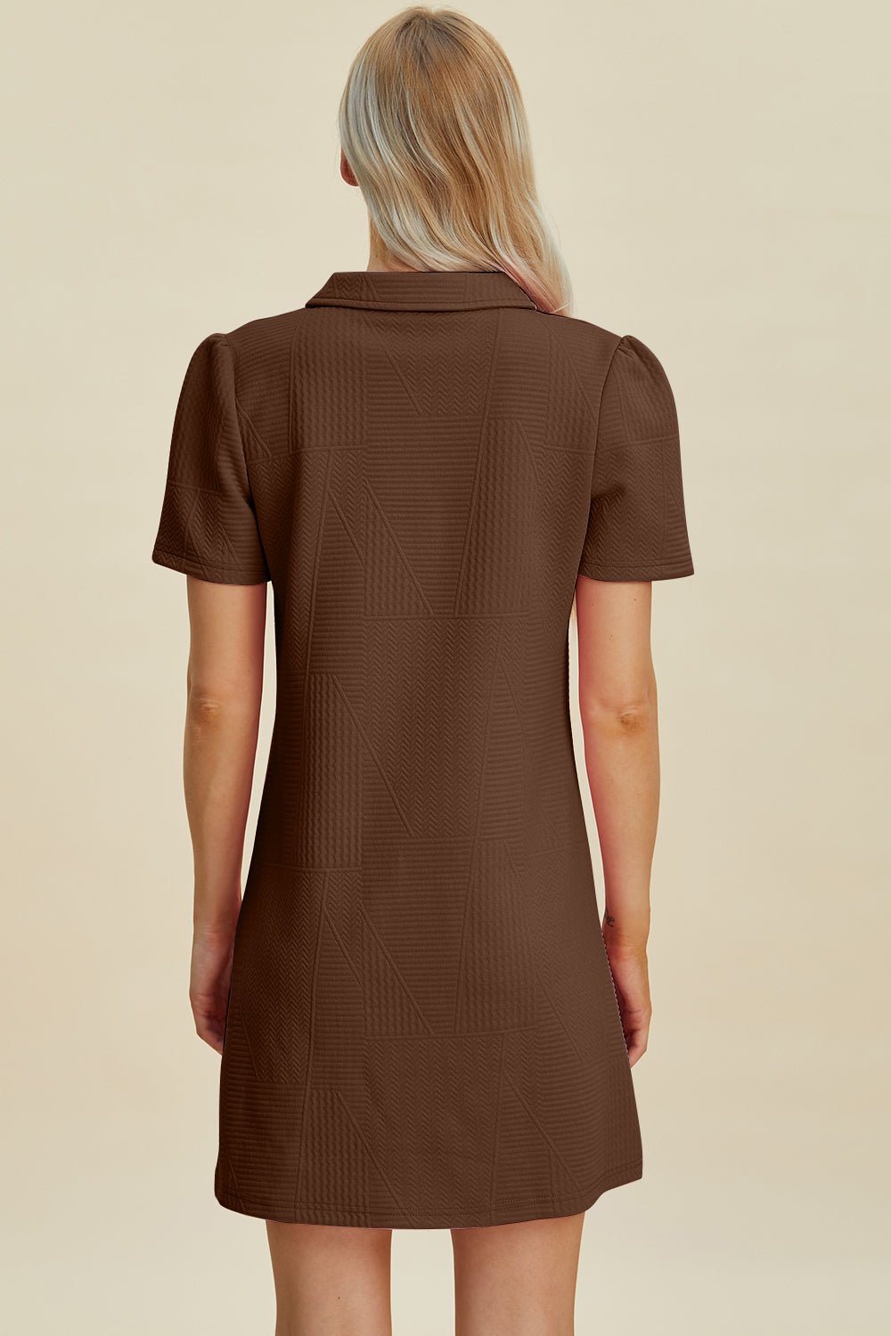 Double Take Full Size Texture Short Sleeve Dress - Loulou Boutique