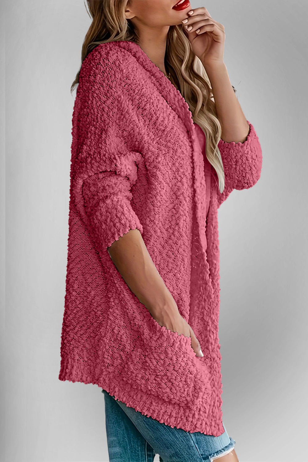 Double Take Pocketed Open Front Long Sleeve Cardigan - Loulou Boutique