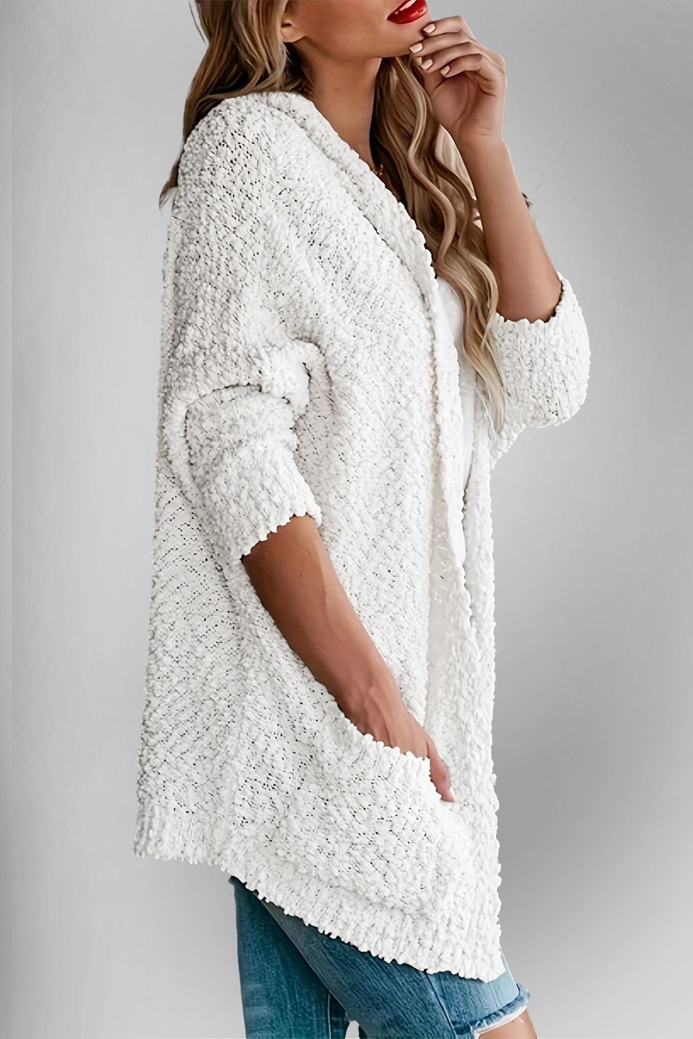 Double Take Pocketed Open Front Long Sleeve Cardigan - Loulou Boutique