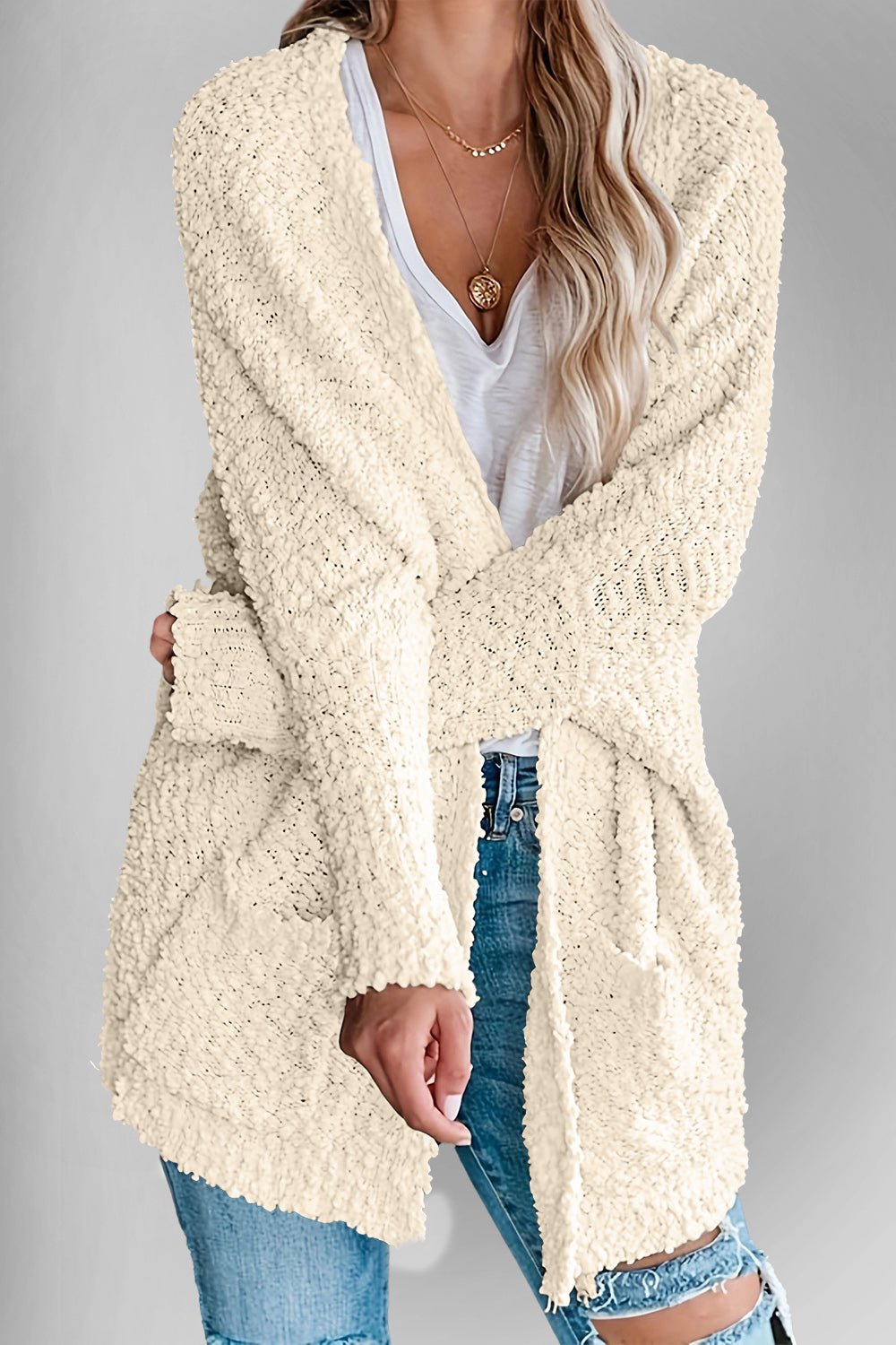 Double Take Pocketed Open Front Long Sleeve Cardigan - Loulou Boutique