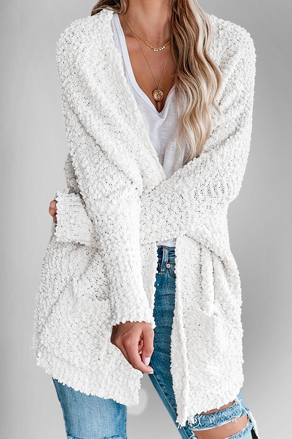 Double Take Pocketed Open Front Long Sleeve Cardigan - Loulou Boutique