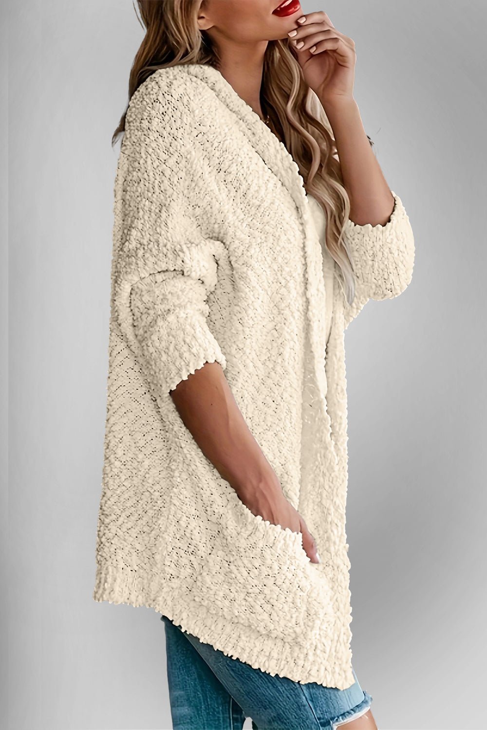Double Take Pocketed Open Front Long Sleeve Cardigan - Loulou Boutique