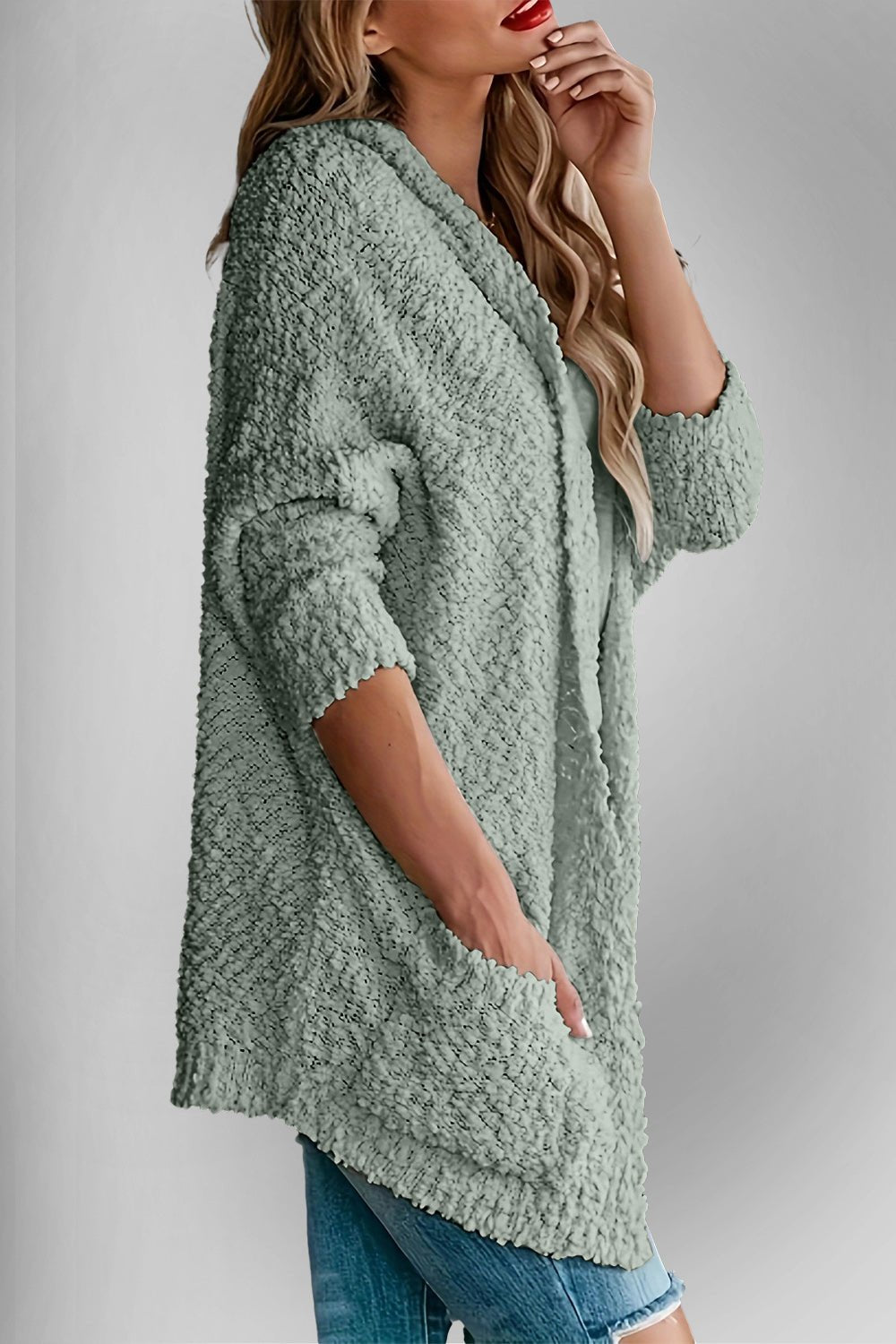 Double Take Pocketed Open Front Long Sleeve Cardigan - Loulou Boutique