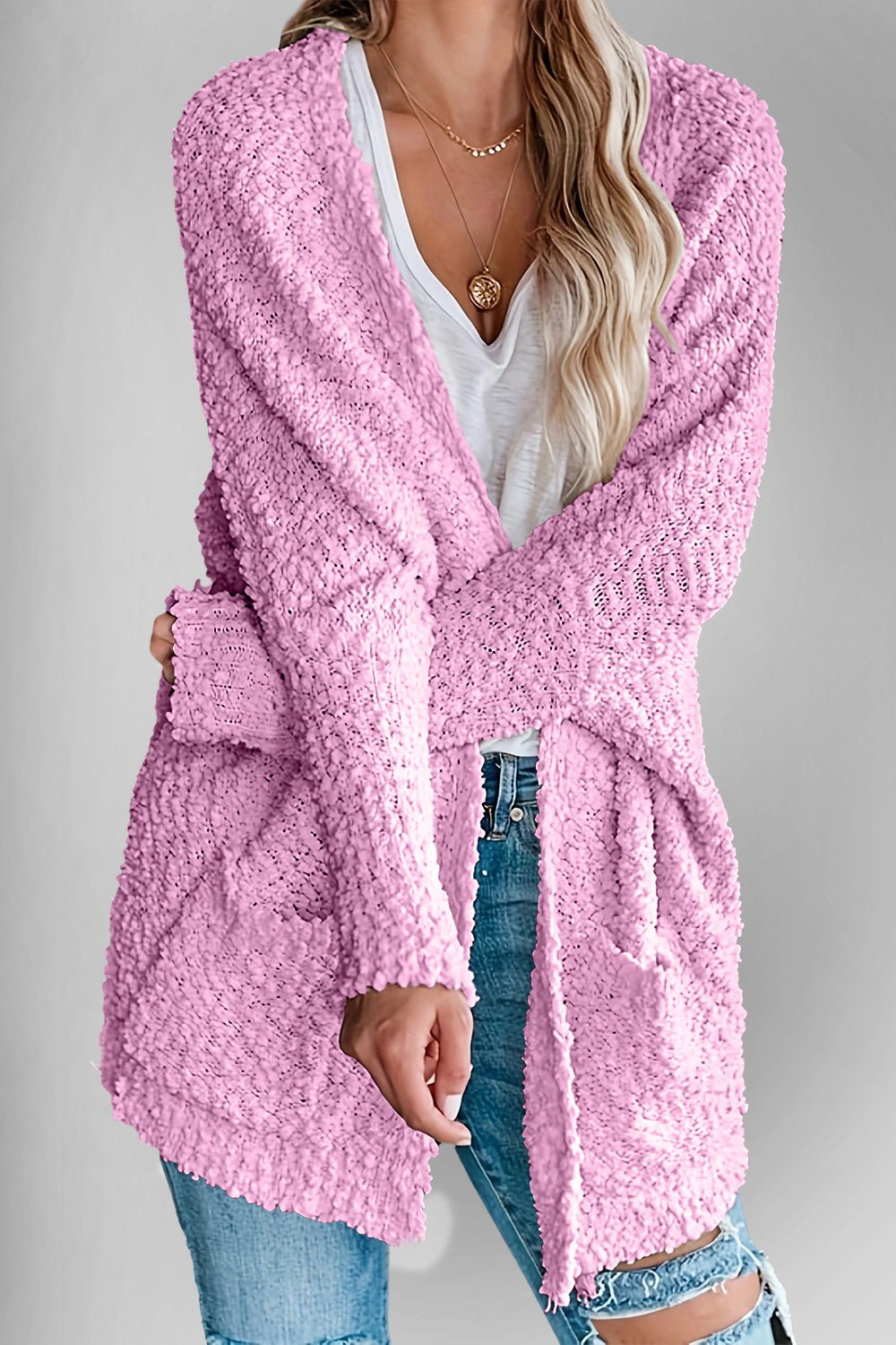 Double Take Pocketed Open Front Long Sleeve Cardigan - Loulou Boutique