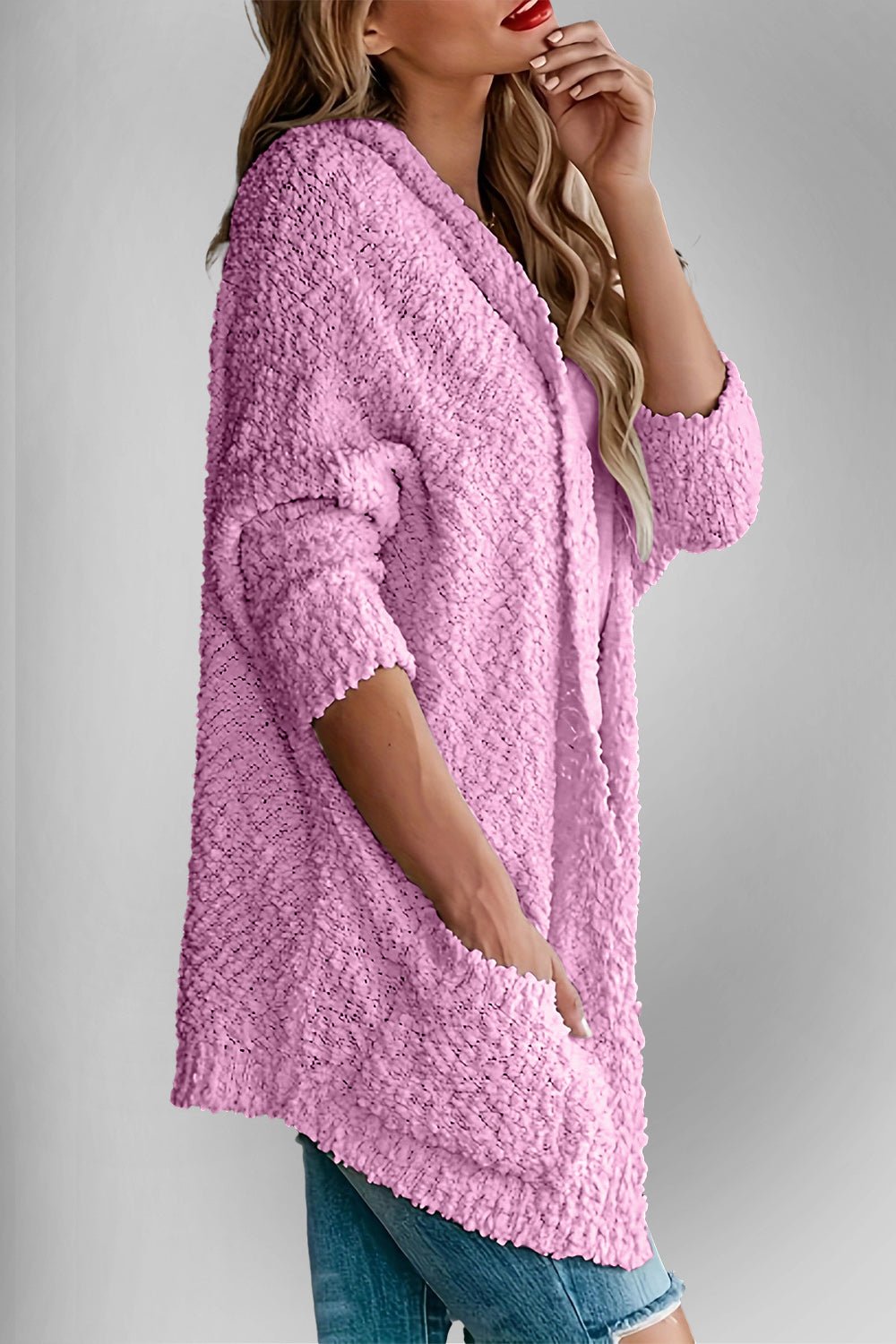 Double Take Pocketed Open Front Long Sleeve Cardigan - Loulou Boutique