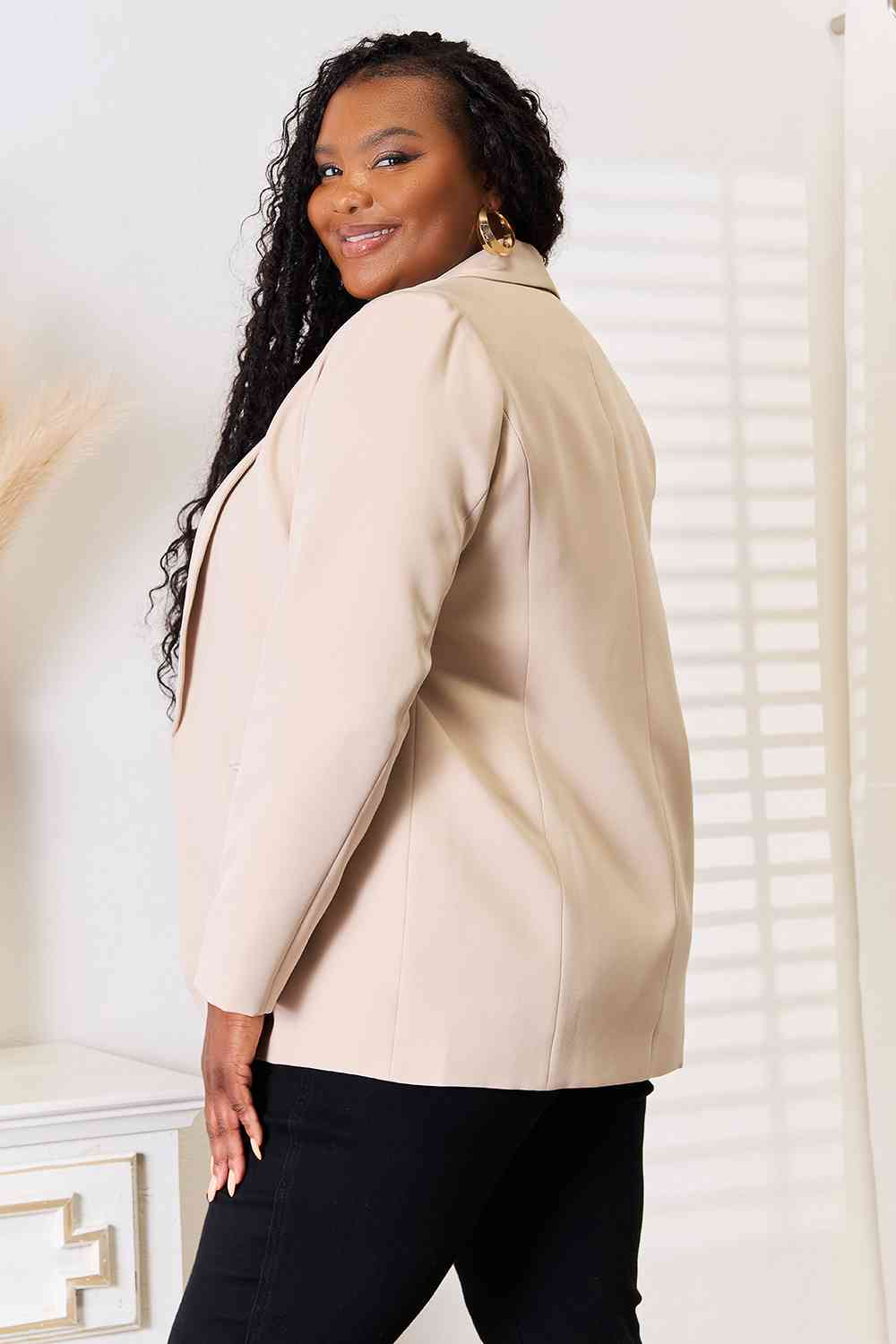 Double Take Shawl Collar Long Sleeve Blazer - Loulou Boutique
