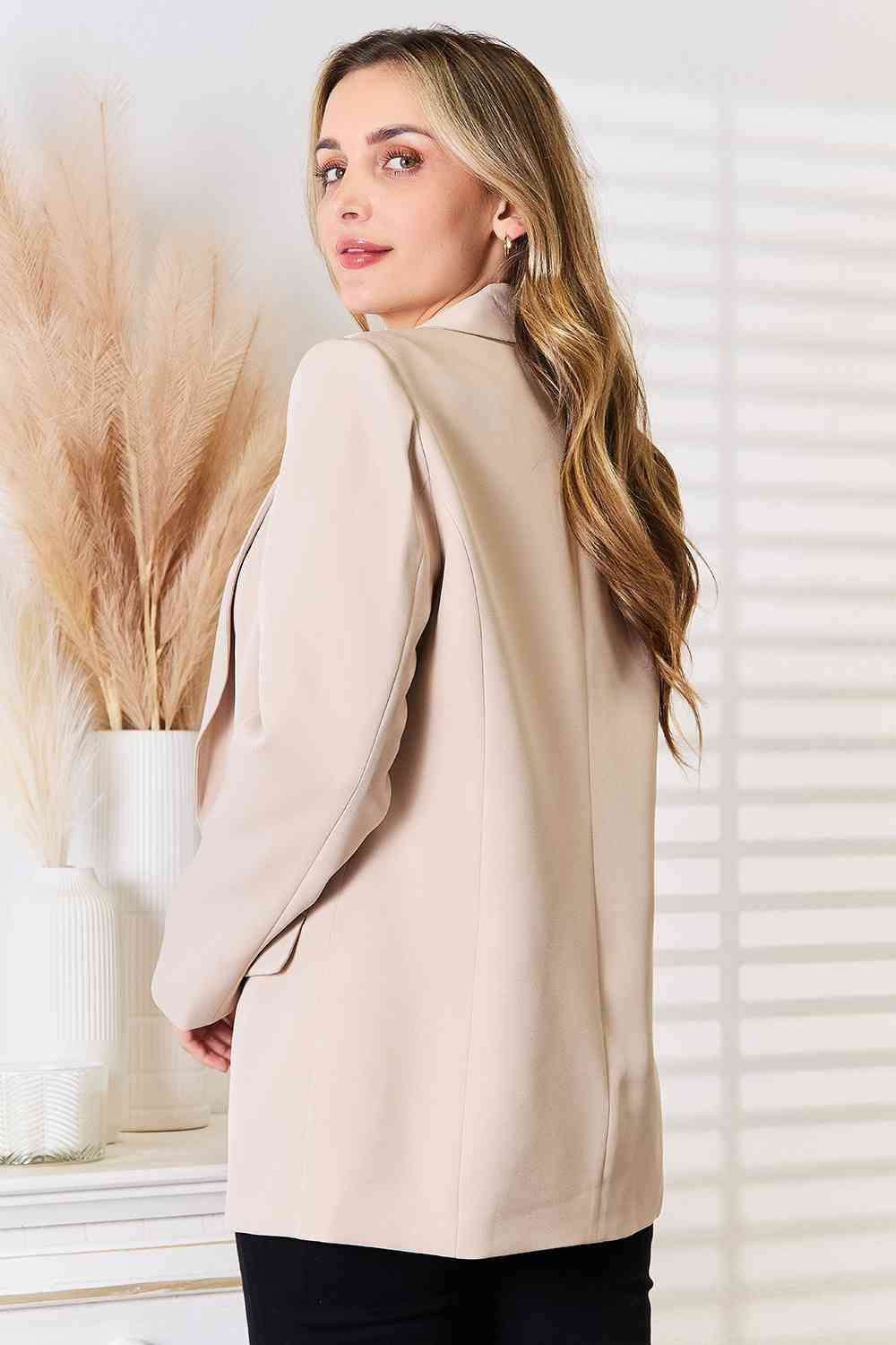 Double Take Shawl Collar Long Sleeve Blazer - Loulou Boutique