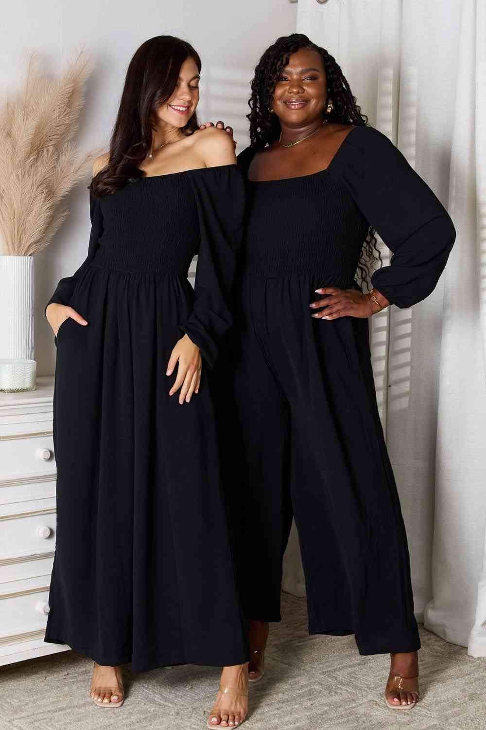 Double Take Square Neck Jumpsuit with Pockets - Loulou Boutique