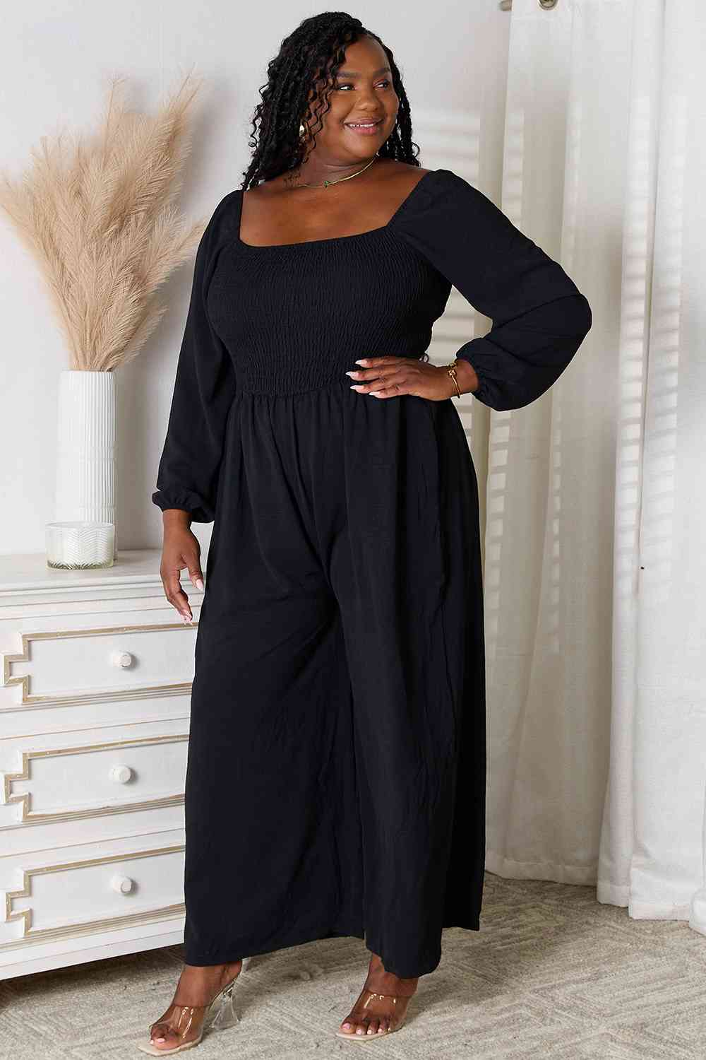 Double Take Square Neck Jumpsuit with Pockets - Loulou Boutique