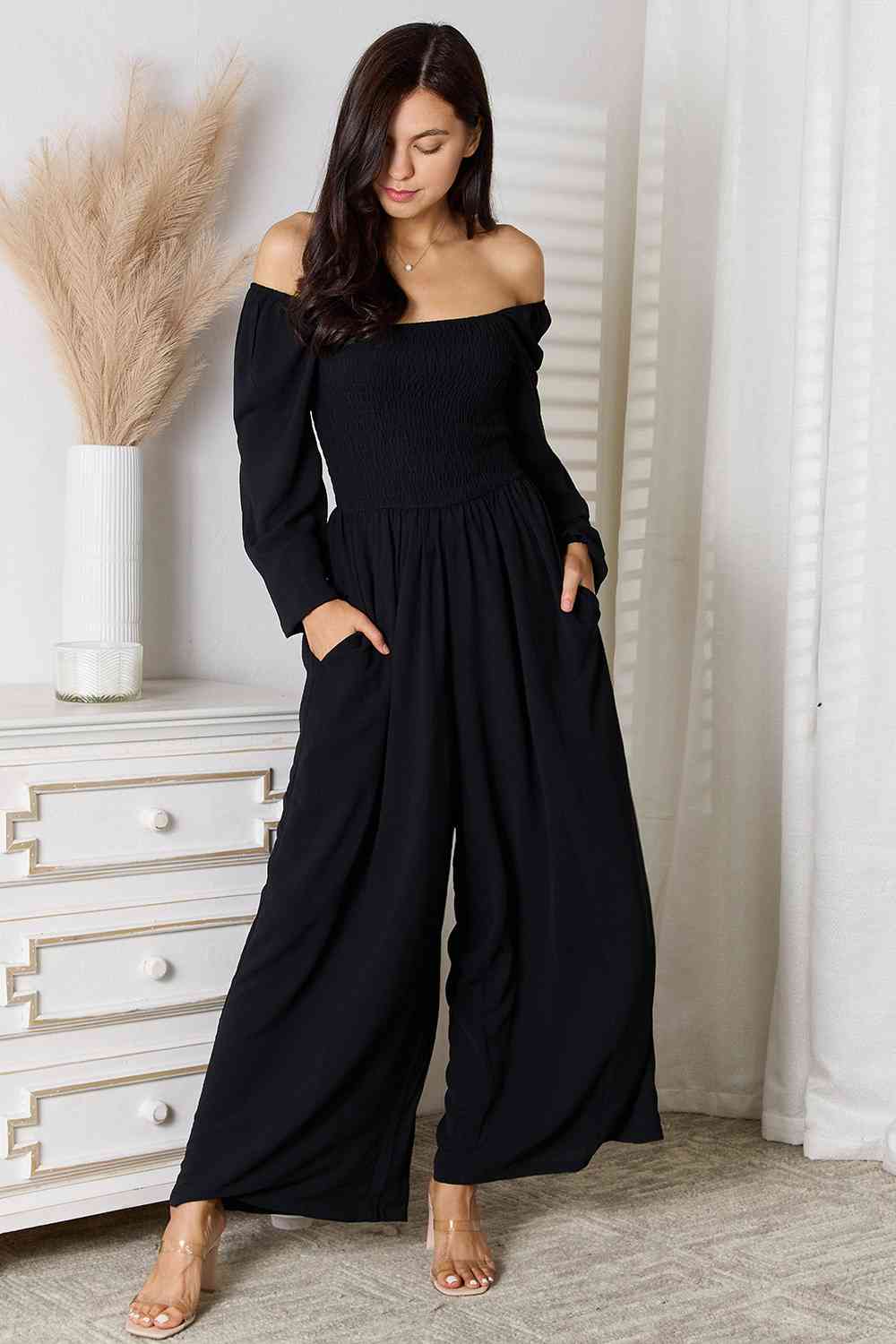 Double Take Square Neck Jumpsuit with Pockets - Loulou Boutique