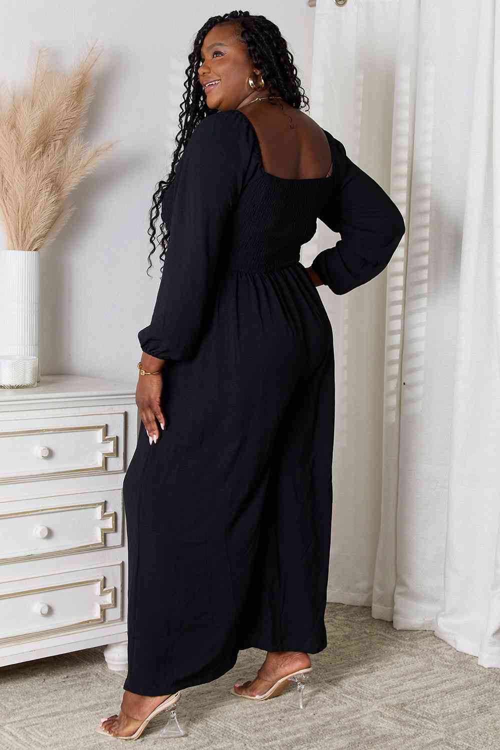Double Take Square Neck Jumpsuit with Pockets - Loulou Boutique