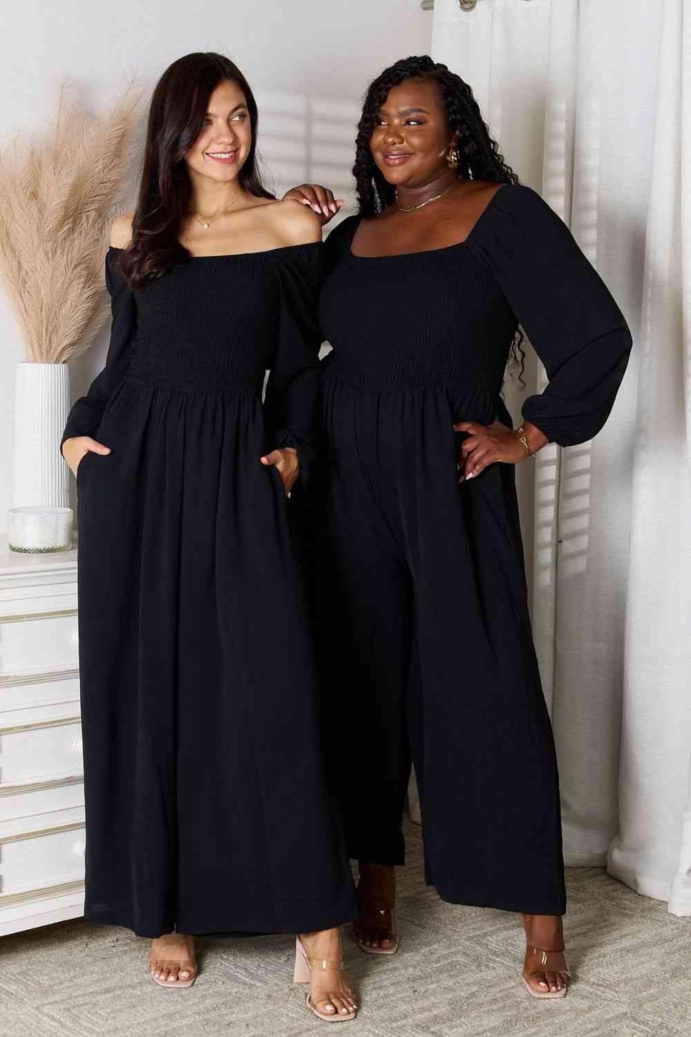 Double Take Square Neck Jumpsuit with Pockets - Loulou Boutique