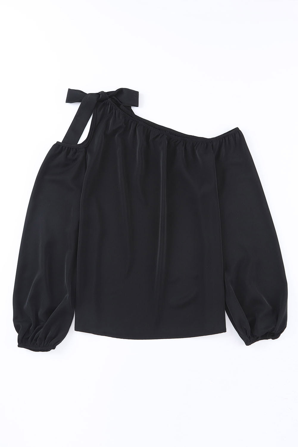 Double Take Tied Asymmetrical Neck Cold - Shoulder Blouse - Loulou Boutique