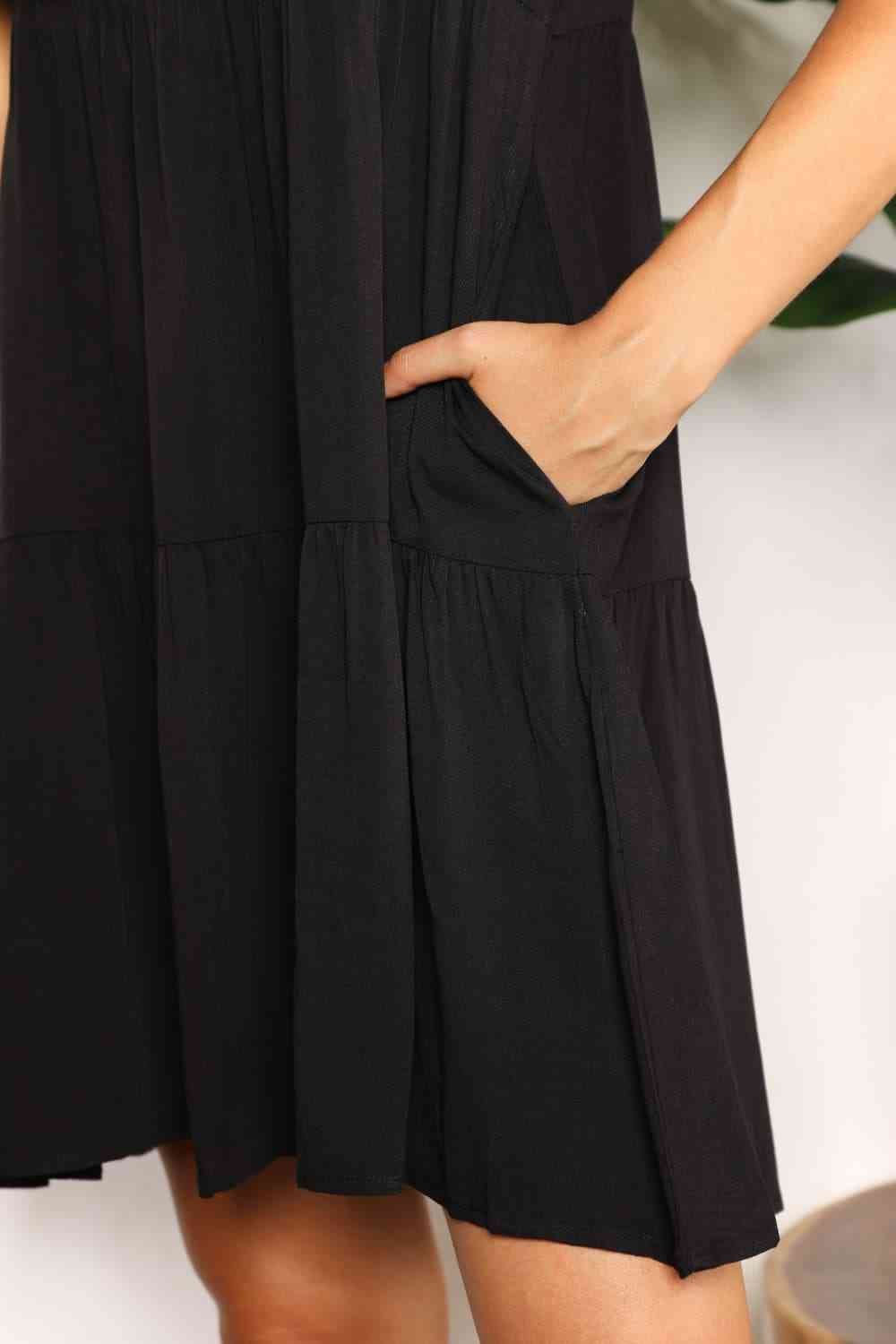 Double Take V - Neck Flounce Sleeve Tiered Dress - Loulou Boutique