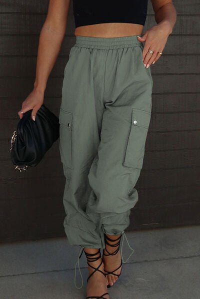 Drawstring Elastic Waist Pants with Pockets - Loulou Boutique