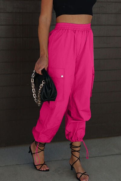 Drawstring Elastic Waist Pants with Pockets - Loulou Boutique
