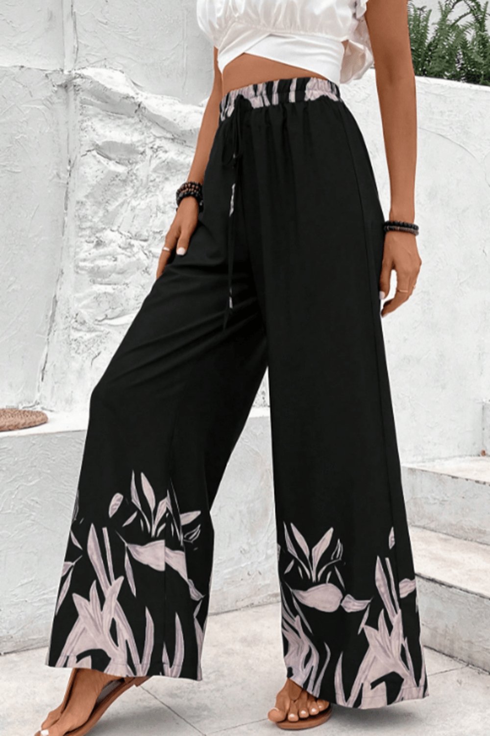 Drawstring High Waist Relax Fit Long Pants - Loulou Boutique