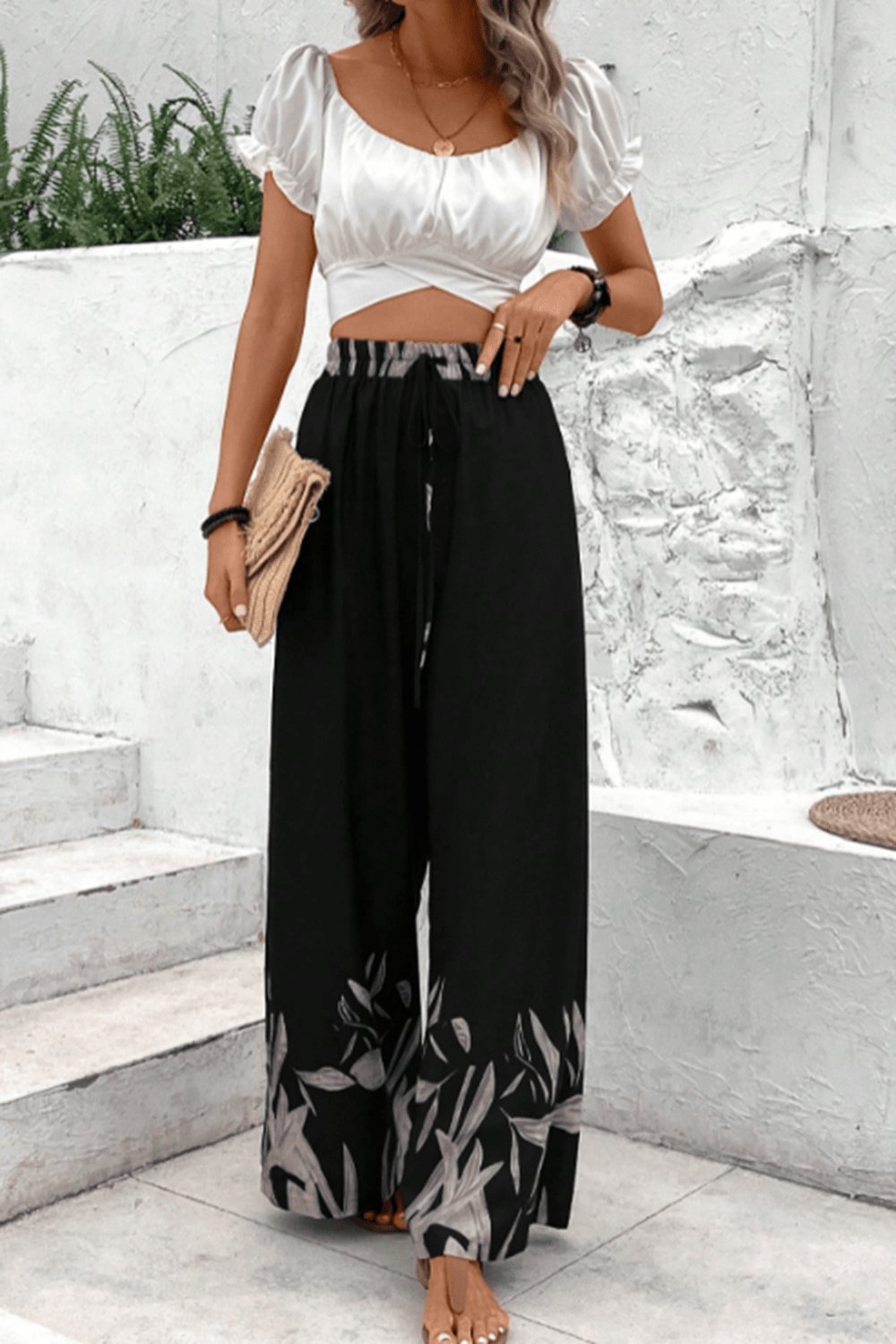 Drawstring High Waist Relax Fit Long Pants - Loulou Boutique