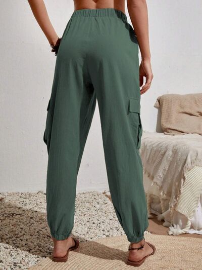 Drawstring Joggers with Cargo Pockets - Loulou Boutique