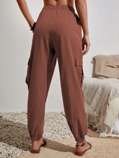 Drawstring Joggers with Cargo Pockets - Loulou Boutique