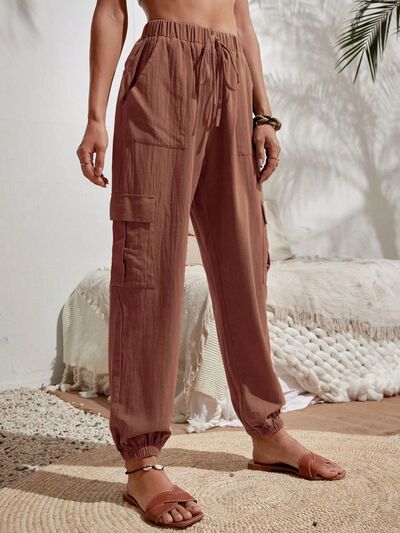 Drawstring Joggers with Cargo Pockets - Loulou Boutique