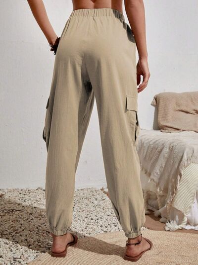 Drawstring Joggers with Cargo Pockets - Loulou Boutique