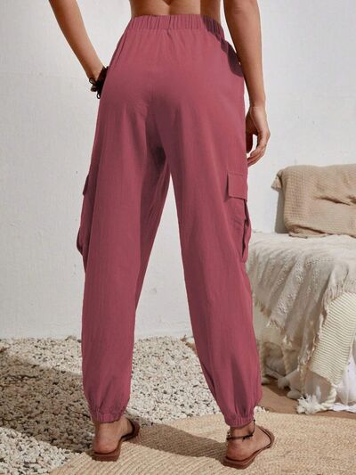 Drawstring Joggers with Cargo Pockets - Loulou Boutique
