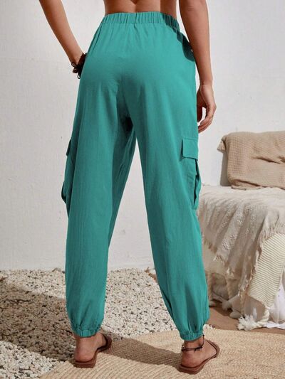 Drawstring Joggers with Cargo Pockets - Loulou Boutique