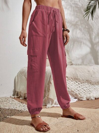 Drawstring Joggers with Cargo Pockets - Loulou Boutique
