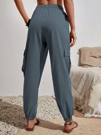 Drawstring Joggers with Cargo Pockets - Loulou Boutique
