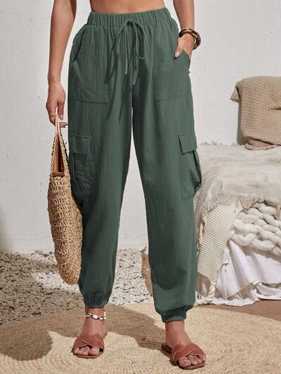 Drawstring Joggers with Cargo Pockets - Loulou Boutique