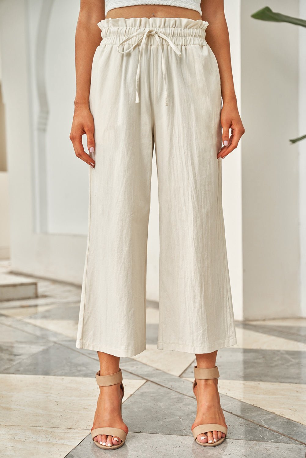 Drawstring Paperbag Waist Wide Leg Pants - Loulou Boutique