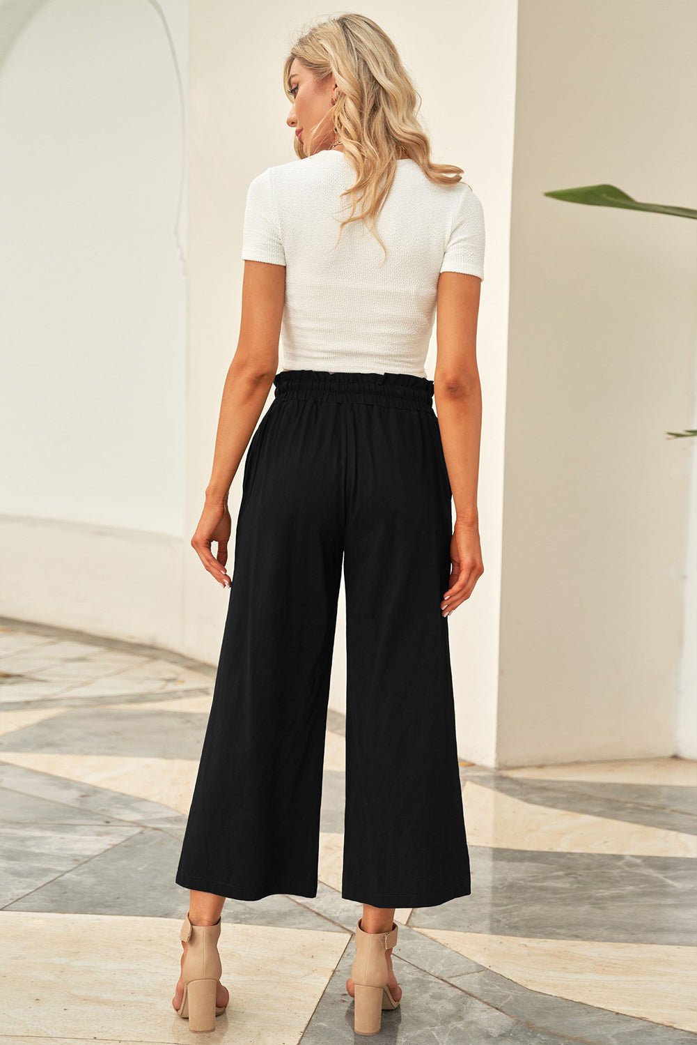 Drawstring Paperbag Waist Wide Leg Pants - Loulou Boutique