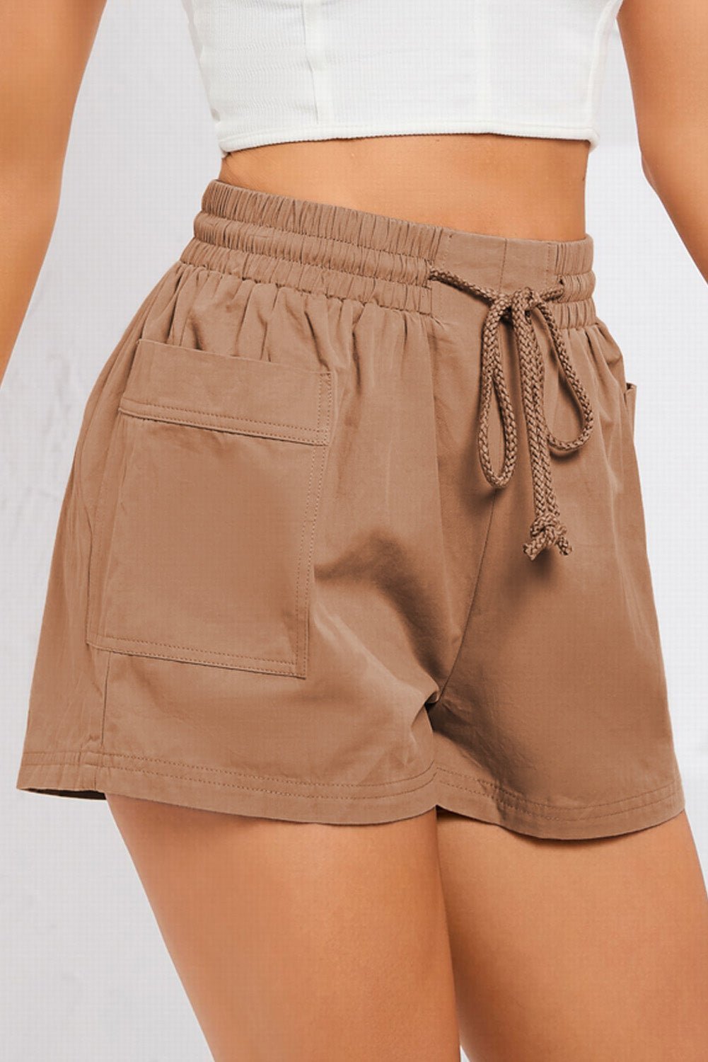 Drawstring Smocked Waist Pocketed Shorts - Loulou Boutique