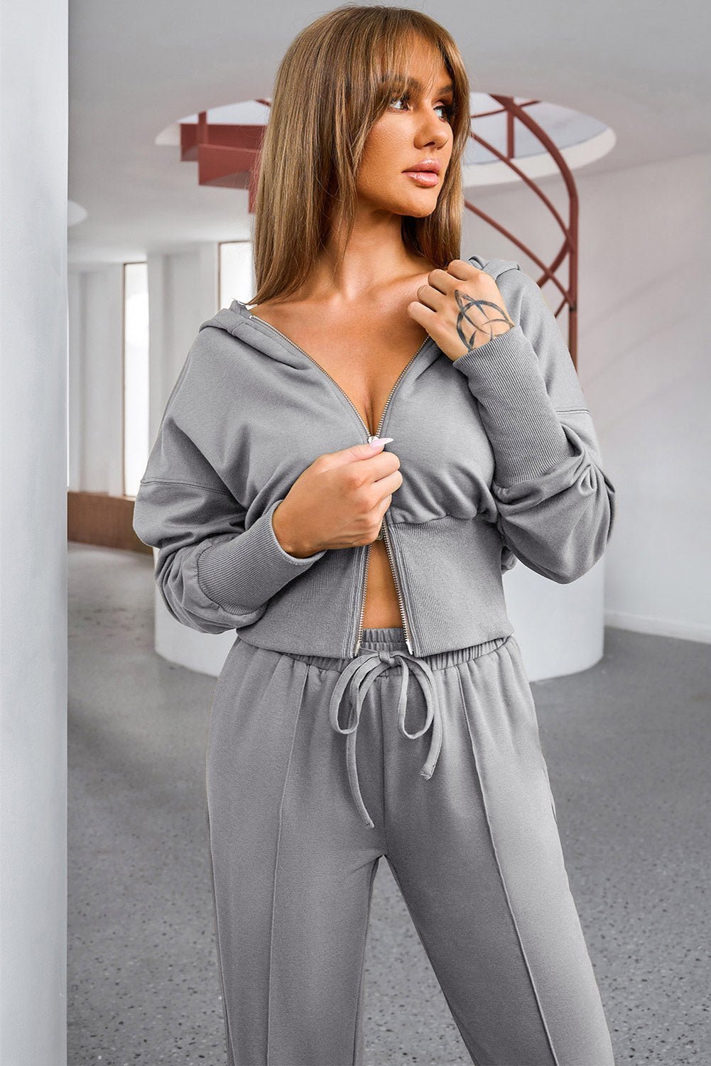 Dropped Shoulder Hoodie and Drawstring Pants Active Set - Loulou Boutique