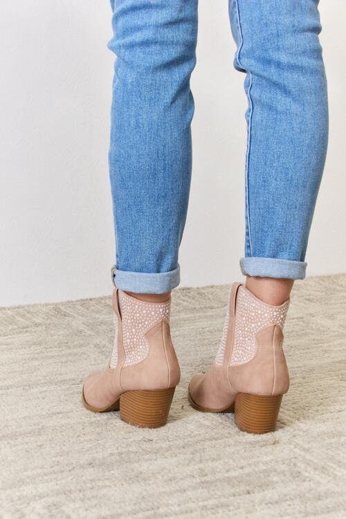 East Lion Corp Rhinestone Ankle Cowgirl Booties - Loulou Boutique