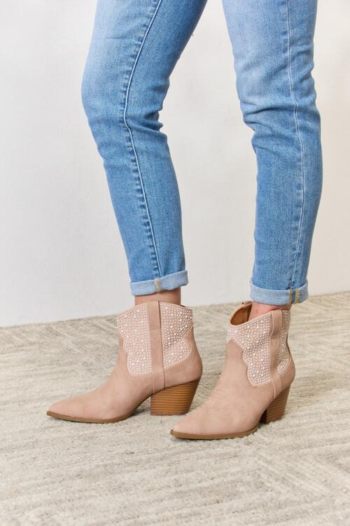 East Lion Corp Rhinestone Ankle Cowgirl Booties - Loulou Boutique