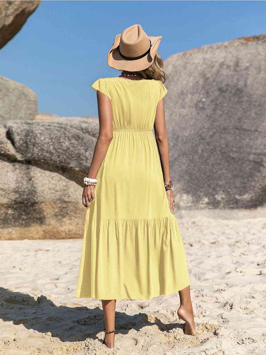 Embroidered Square Neck Ruffle Hem Dress - Loulou Boutique