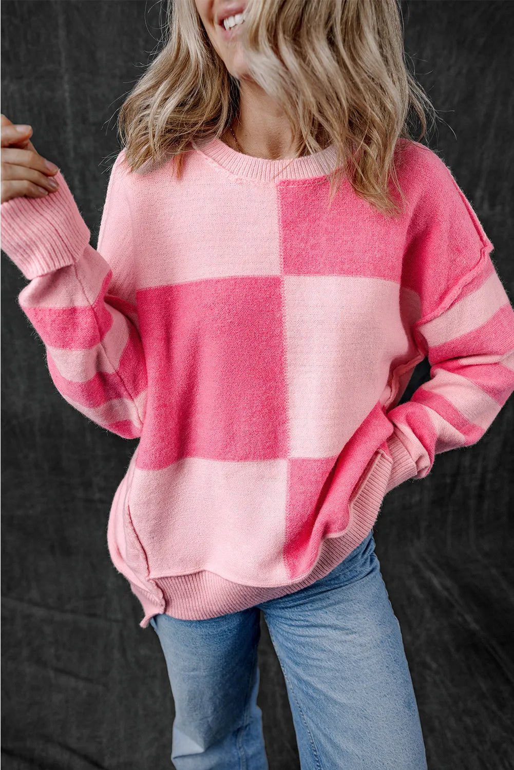 Exposed Seam Round Neck Sweater - Loulou Boutique